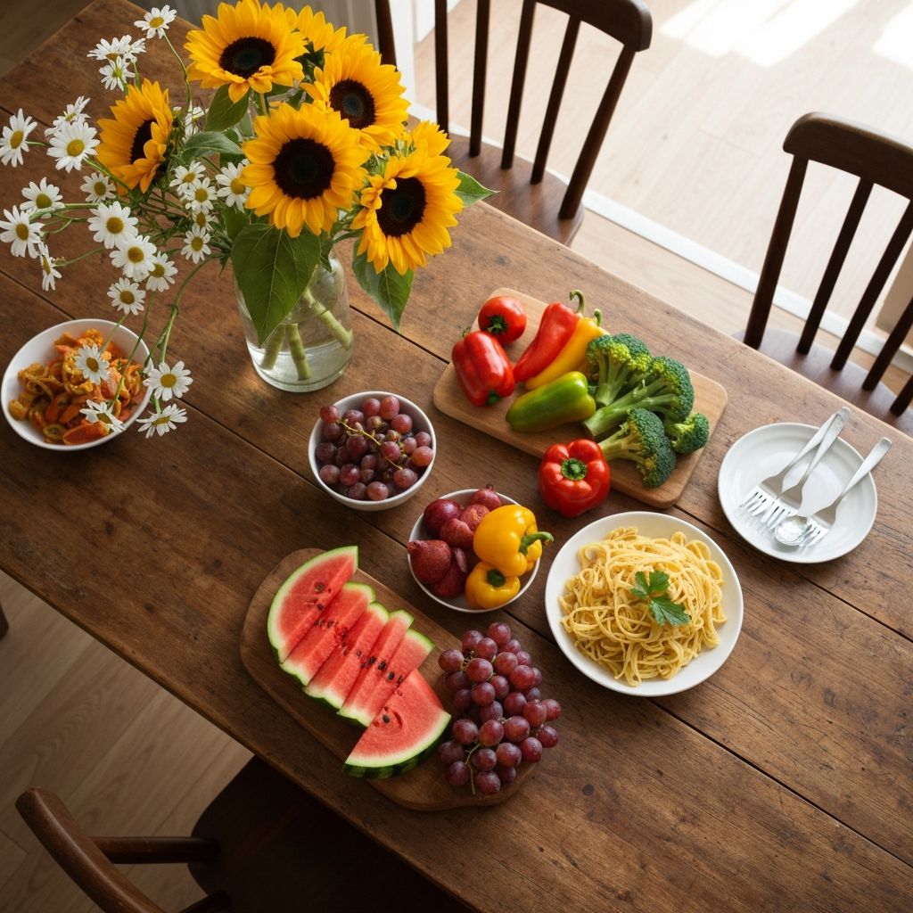 Tavola con varietà di alimenti